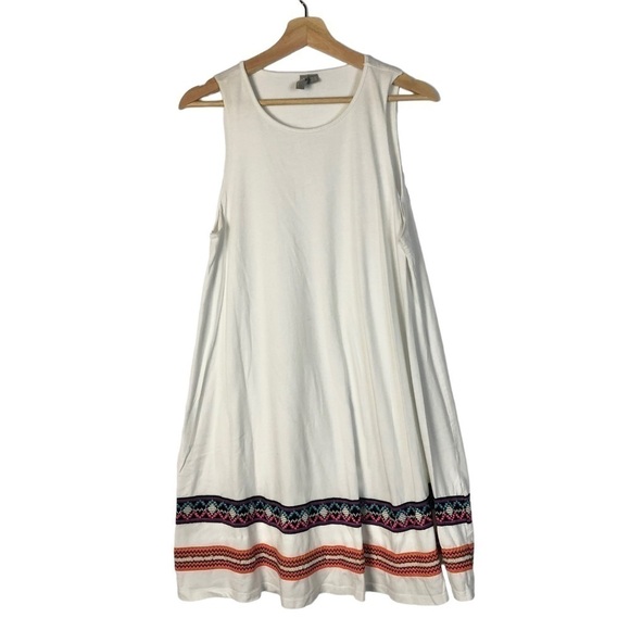 ASOS White Embroidered Hem A-Line Mini Dress 8 - Picture 2 of 6